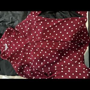 Burgundy Polka Dot Express Button Up Shirt